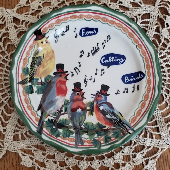 Anthropologie x Nathalie Lete 12 Days of Christmas Plate- 4 Calling Birds - Picture 6 of 8